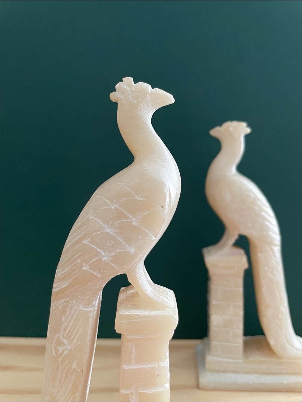 Vintage Hand-Carved Chinese White Soapstone Phoenix Bird Figurines - Picture 11 of 14